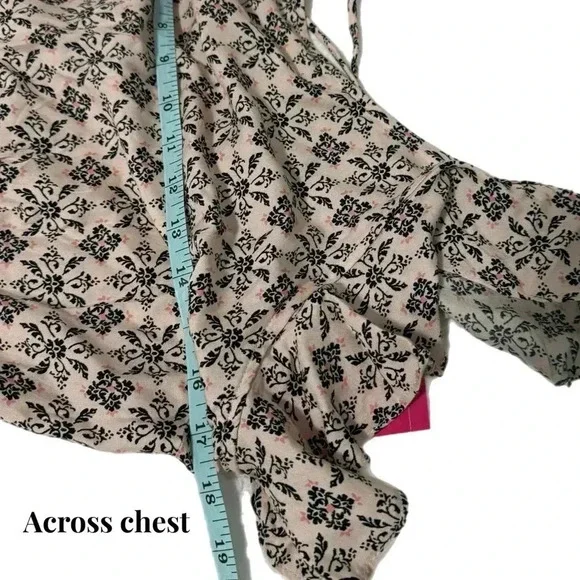 NWT Xhilaration Floral A Line Ruffle Dress Short Flutter Sleeve Cross Tie Back - Picture 10 of 13